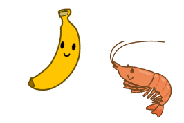 バナナとエビのイラスト